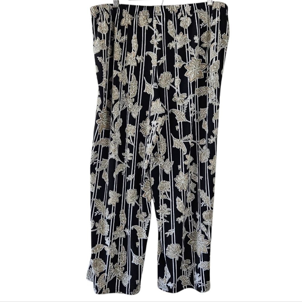 Bob Mackie Pull On Petite Womens Stretchy Floral Striped Career Pants XL PETITE